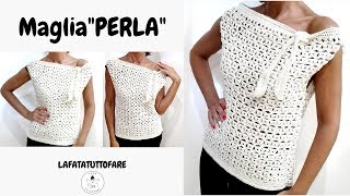 TUTORIAL Maglia quotPerlaquot maglia in cotonelafatatuttofare [upl. by Piotr]