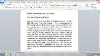 Deutsch B2  Einen Brief schreiben  Eine Beschwerde formulieren  Beispiel 2 [upl. by Ozne]