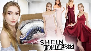 TRYING ON SHEIN PROM DRESSES Successkinda [upl. by Lisa]