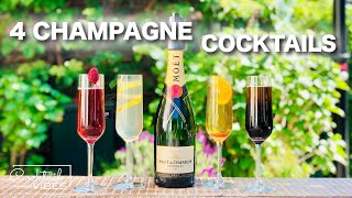 4 CHAMPAGNE Cocktails  Cocktail Recipes [upl. by Bowne]