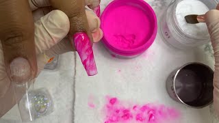 Acrylic marble pink  Nail Tutorial [upl. by Rustice]