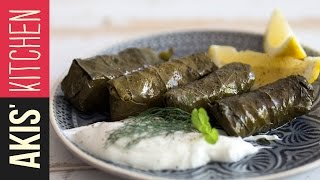 Greek Dolmades  Stuffed Vine Leaves  Akis Petretzikis [upl. by Eylk621]