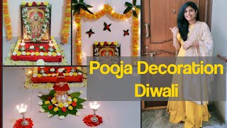 Diwali Decoration ideas at HomeLaxmi Pooja DecorationKalasam DecorationFlower DecorationVratham [upl. by Basile]