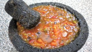 SALSA DE MOLCAJETE MARTAJADA 2  RECETA FACIL [upl. by Joh48]