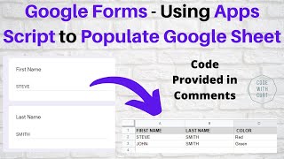 Google Form  Using Apps Script to Populate Google Sheet [upl. by Zorine779]