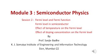 Semiconductor Physics Session 2 Fermi Level and Fermi Function [upl. by Woothen732]