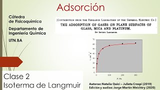 Clase nº 7  2 Adsorción isoterma de Langmuir [upl. by Einnahc]