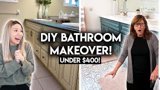 DIY BATHROOM MAKEOVER ON A BUDGET  RENTER FRIENDLY [upl. by Eerak]