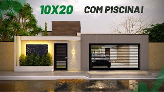 PROJETO 3D DE CASA  LOTE 10X20  PLANTA COM PISCINA  Cód 101 [upl. by Notniuqal]