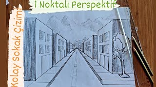 Görsel Sanatlar Dersi Etkinlikleri  Tek Kaçış Noktalı Perspektif Sokak Çizimi [upl. by Annaeiluj]