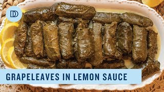 Dolmadakia Avgolemono Greek Style Stuffed Grape Leaves with a Lemony Sauce [upl. by Nyladnor275]