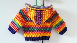 Crochet 21 How to crochet baby hoodie quot Goosebumps quot [upl. by Aytida]