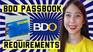 HOW TO OPEN A BDO PASSBOOK steps  requirements 2021 [upl. by Sall]