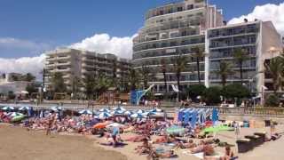 Sitges Gay Beach Spain Calipolis Hotel in the background [upl. by Valene]