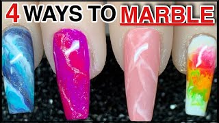 4 WAYS TO MARBLE WITH GEL POLISH  Nail Update  Nails by Kamin [upl. by Aifoz]