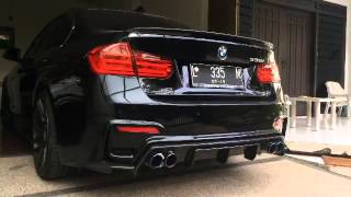 BMW F30 335i w M3Style Quad Tips ARMYTRIX Performance Exhaust  Revs [upl. by Aidekal755]