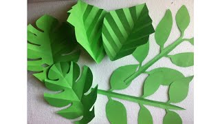 Hojas de papel fáciles y rápidas de hacer DIY  Easy StepbyStep Paper Tropical Leaves [upl. by Enialedam]