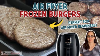 Air Fryer Frozen Burgers  Fast  Simple  Use Any Hamburgers [upl. by Euqinemod]