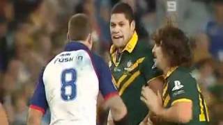 Australia vs England Willie Mason knocks Feildon out cold [upl. by Macilroy]