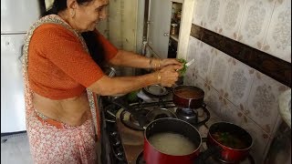 My 77 Year old Mumbai Aunty sharing her Potato amp Peas Curry Recipe cooked in her one room apartment [upl. by Aicirtap]