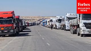 Trucks Wait Outside The Gaza Strip After Israel Blocks All Humanitarian Aid Amid Ceasefire Tensions [upl. by Novla]