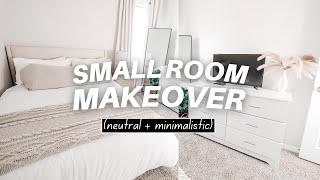 Small Room Makeover 2021  minimalist amp neutral aesthetic [upl. by Suivat]