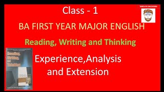 BA FIRST YEAR MAJOR ENGLISH Literature and Composition Class  1ExperienceAnalysis and Extension [upl. by Silisav]