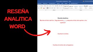 Cómo hacer una RESEÑA ANALITICA en WORD  4 MINUTOS 💥 [upl. by Powers]