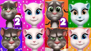 MY TALKING TOM VS MY TALKING TOM 2 MY TALKING ANGELA CHRISTMAS VS Halloween 2020Chinese Version 2021 [upl. by Florri]