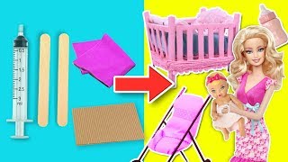 MUEBLES y ACCESORIOS MINIATURA para la BEBE de BARBIE 🍼👶🏻 Manualidades Fantásticas [upl. by Dieter]