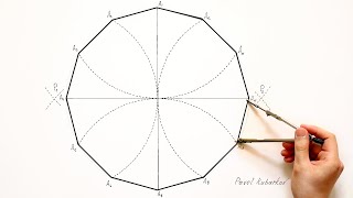 4K How to draw regular dodecagon with using a compass and a ruler [upl. by Aggarwal]