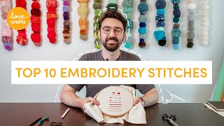 Embroidery for beginners  TOP 10 stitches [upl. by Arakal]