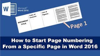 How to Start Page Numbering From a Specific Page in Word 2016 [upl. by Ahsieket]