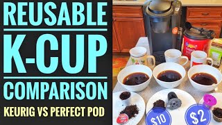 REUSABLE COFFEE K CUP COMPARISON Perfect Pod vs Keurig My KCup Universal Reusable Filter [upl. by Ima]