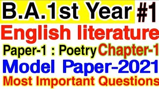 English literature for ba 1st year  Paper1Chapter1  Model Paper2021  Most Important Questions [upl. by Annhoj413]