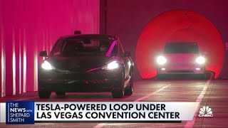 Inside Elon Musks underground loop tunnels in Las Vegas [upl. by Erdnoid]