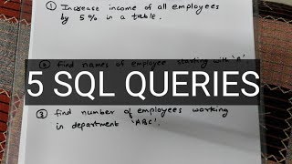 SOLVE 5 SQL QUERIES IN 5 MINUTES PART 1  MASTER IN SQL  SQL INTERVIEW QUESTIONS [upl. by Zebulen546]