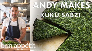 Andy Makes Kuku Sabzi Persian Frittata  From the Test Kitchen  Bon Appétit [upl. by Elohcim]