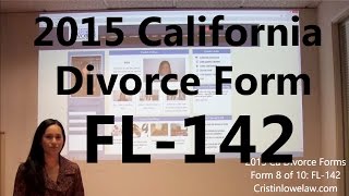 Filing California Divorce Forms Form 8 of 10 the FL142 [upl. by Nitsid]