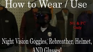 GTA V Online  How to wear a BPHelmet Night Vision Rebreather amp Glasses EZ Method PS4ampXB1 [upl. by Lekzehcey]