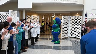 Hartford Athletic Mascot visits Saint Francis Hospital [upl. by Sined]