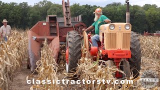 4 Classic Tractors Picking Corn At 2019 Antique Engine amp Tractor Association Farm Show Geneseo IL [upl. by Eilyw]