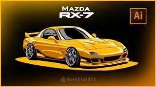 MAZDA RX7 JDM Digital illustration Adobe illustrator by asakdesigns automotive art [upl. by Atrahc]