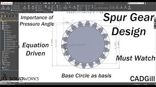 Equation driven Spur Gear design in SolidWorks [upl. by Coco]