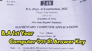 Elementary Computer Applications  BA 1st Year Exam 2022  BA 1st Year Computer Questions Paper [upl. by Ddart265]