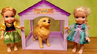 Pet Vet  Elsa amp Anna toddlers take their dog to Barbie the doctor [upl. by Alard]