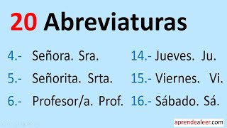 20 ejemplos de abreviaturas [upl. by Yrebmik]