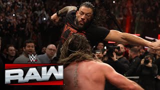 Roman Reigns SPEARS and STOMPS Seth Rollins in surprise return Raw highlights March 10 2025 [upl. by Aissilem375]