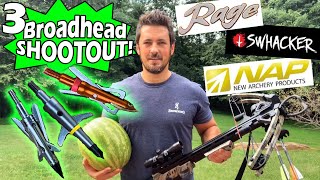 Testing Rage NAP and Swhacker Mechanical Broadheads in a Shootout vs Watermelons with the Crossbow [upl. by Faxun]