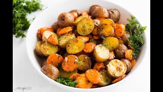 Garlic Butter Roasted Potatoes and Carrots  The Recipe Rebel [upl. by Seldan]